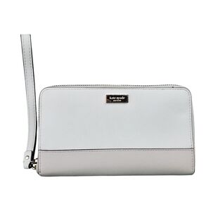 KATE SPADE NY White Zip-Around Wristlet Wallet | Saffiano Leather